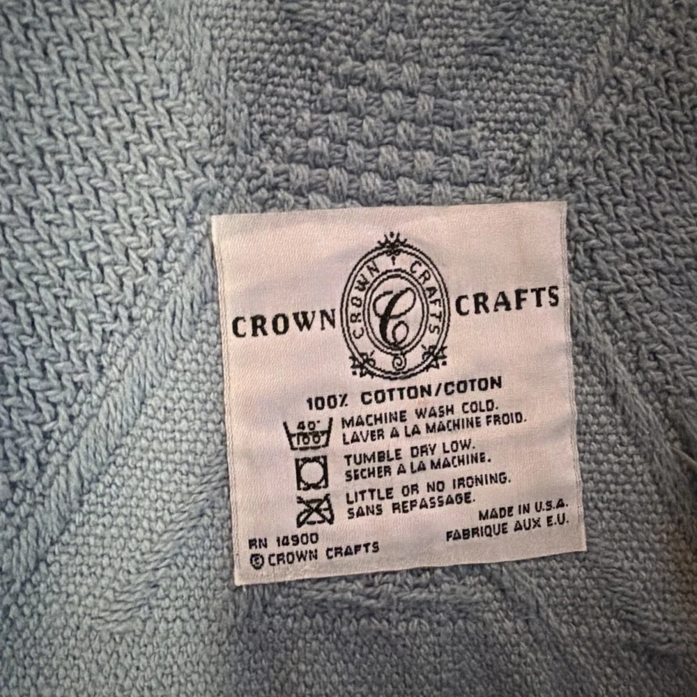 Crown Crafts 100% Cotton Woven Fringed Reversible Throw Blanket 63
